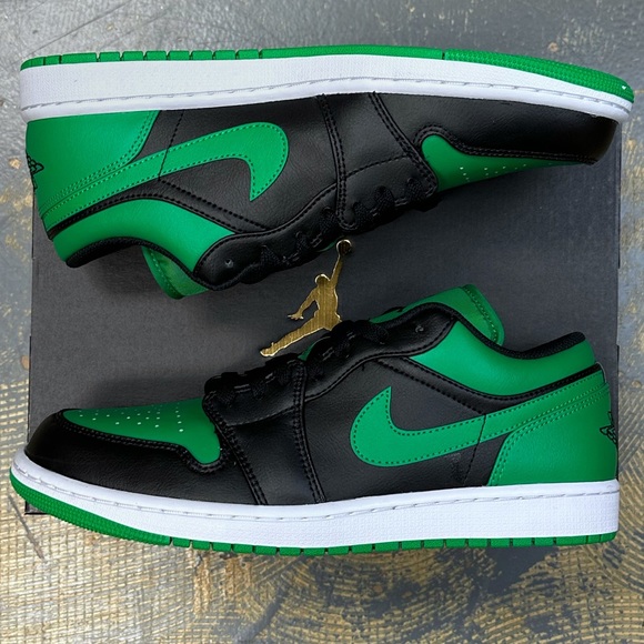 Nike Other - Nike Air Jordan 1 Low Black Lucky Green 553558-065 Pine Toe